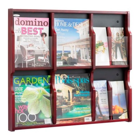 Safco Expose 6 Magazine 12 Pamphlet Display - Mahogany/Black 5703MH